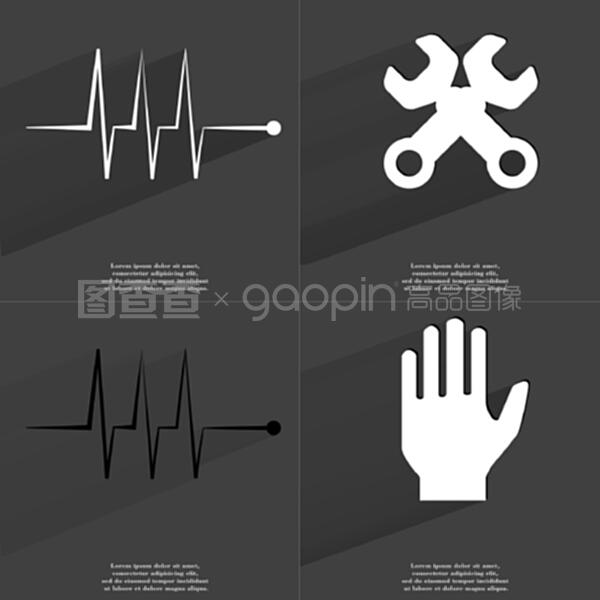 扁平化圖標(biāo)設(shè)計(jì) 脈沖、扳手與手的視覺符號(hào)